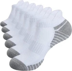 TANSTC Mens 6 Pairs Anti-Blister Cushioned Breathable Running Cotton Socks, Athletic Ankle Sports