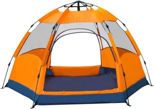 Tent Large Tent Camping Outing Rainproof Hexagonal Automatic Tent Outdoor 3-4 People 5-8 People Multi-Person Double-Layer Camping Tent (Orange A) (Orange A)