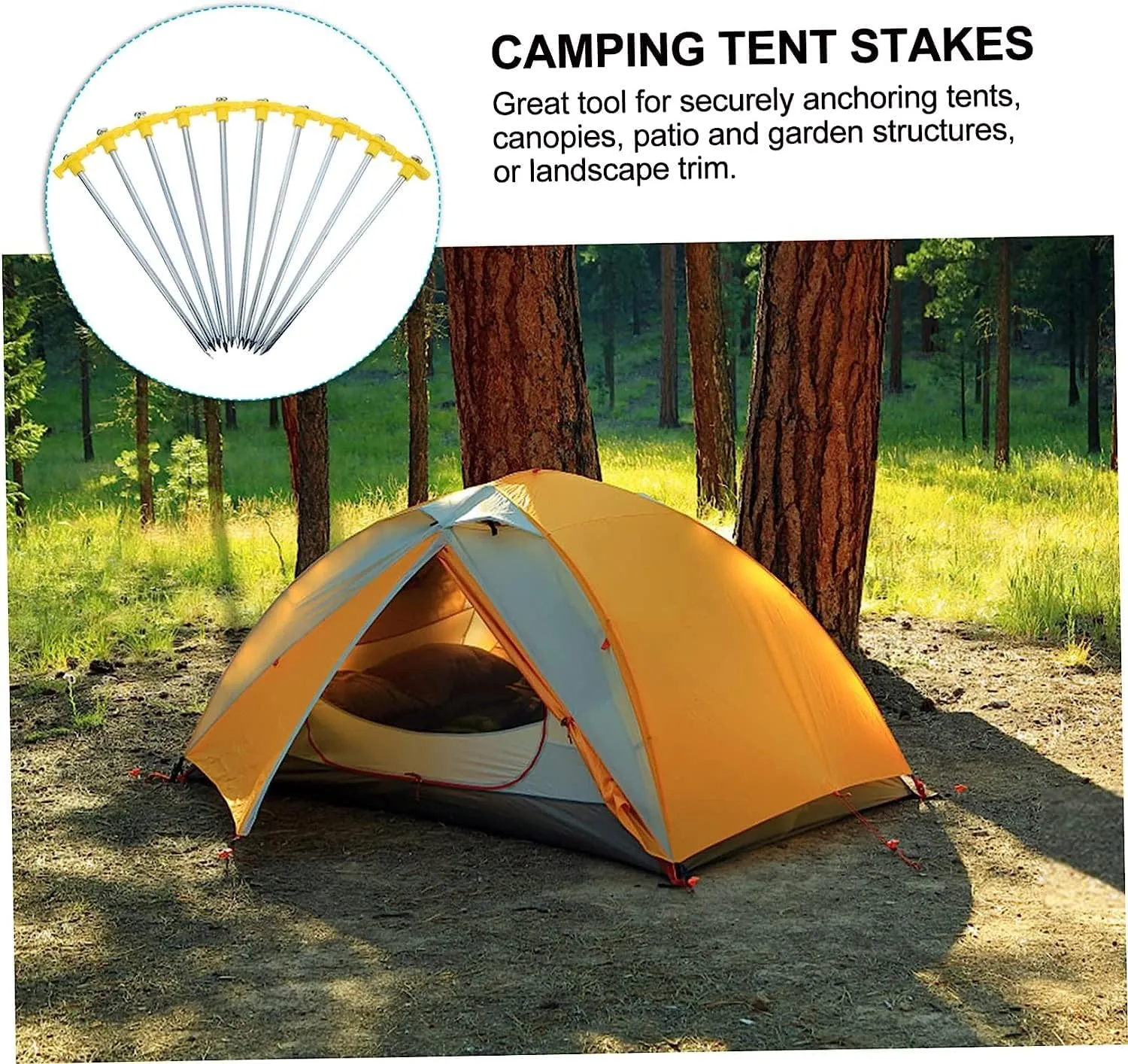 Tent Stakes 10pcs Tent Pegs Outdoor Camping Tent Heavy Duty Stakes Outdoor Teepee Steel Tent Stakes Beach Towel Stake Tent Stakes Ground Nails Stainless Steel Pegs Camping Tent Stakes Tent Peg(Yellow)
