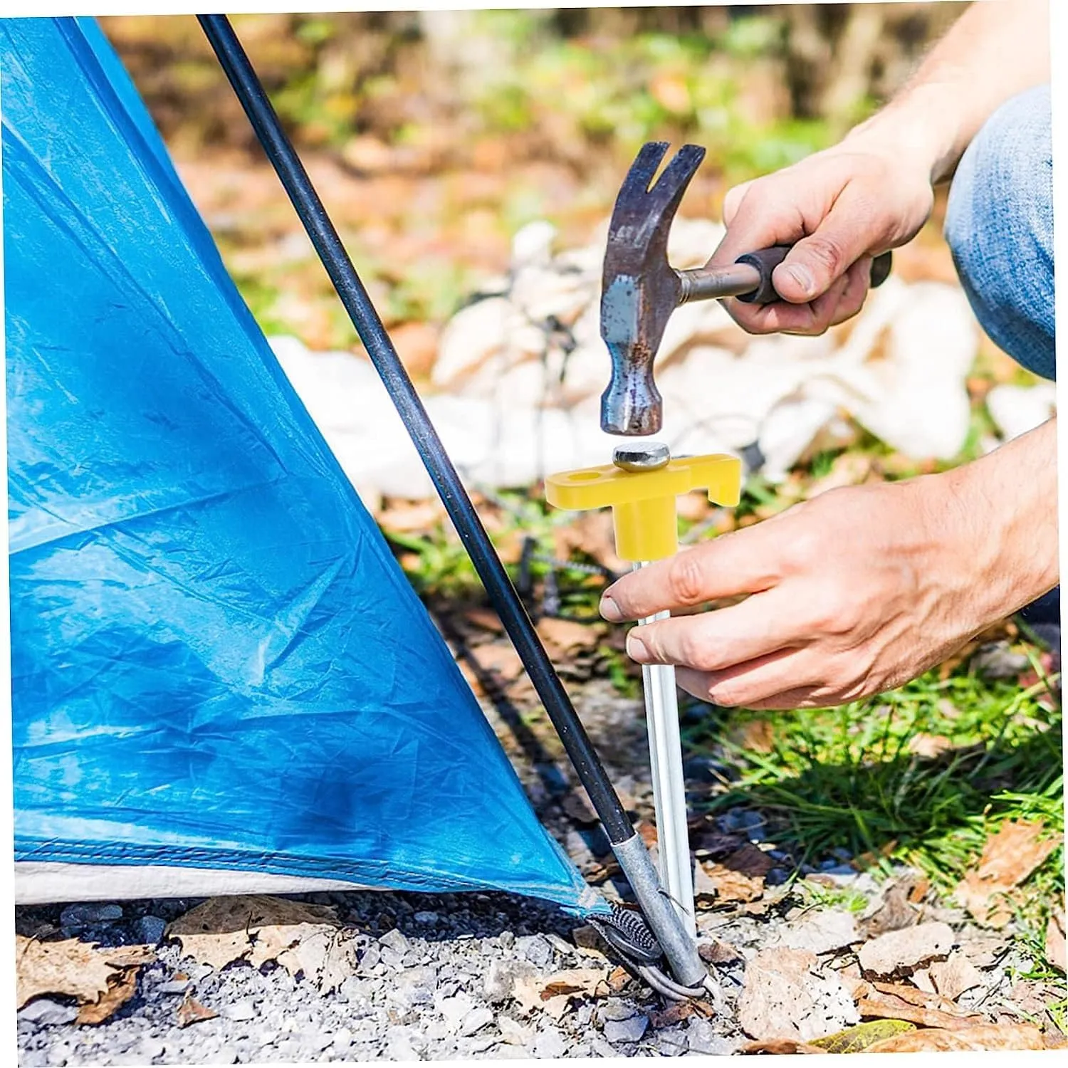 Tent Stakes 10pcs Tent Pegs Outdoor Camping Tent Heavy Duty Stakes Outdoor Teepee Steel Tent Stakes Beach Towel Stake Tent Stakes Ground Nails Stainless Steel Pegs Camping Tent Stakes Tent Peg(Yellow)