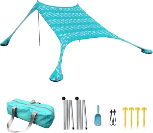 Tents Beach Tent with Sand Anchor, Portable Canopy Sunshade - 2.1m x 2.1m - Reinforced Corners, Camping Tarp Sun Shelter w/Sand Shovel Carrying Bag,H