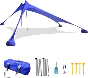 Tents Beach Tent with Sand Anchor, Portable Canopy Sunshade - 2.1m x 2.1m - Reinforced Corners, Camping Tarp Sun Shelter w/Sand Shovel Carrying Bag,I