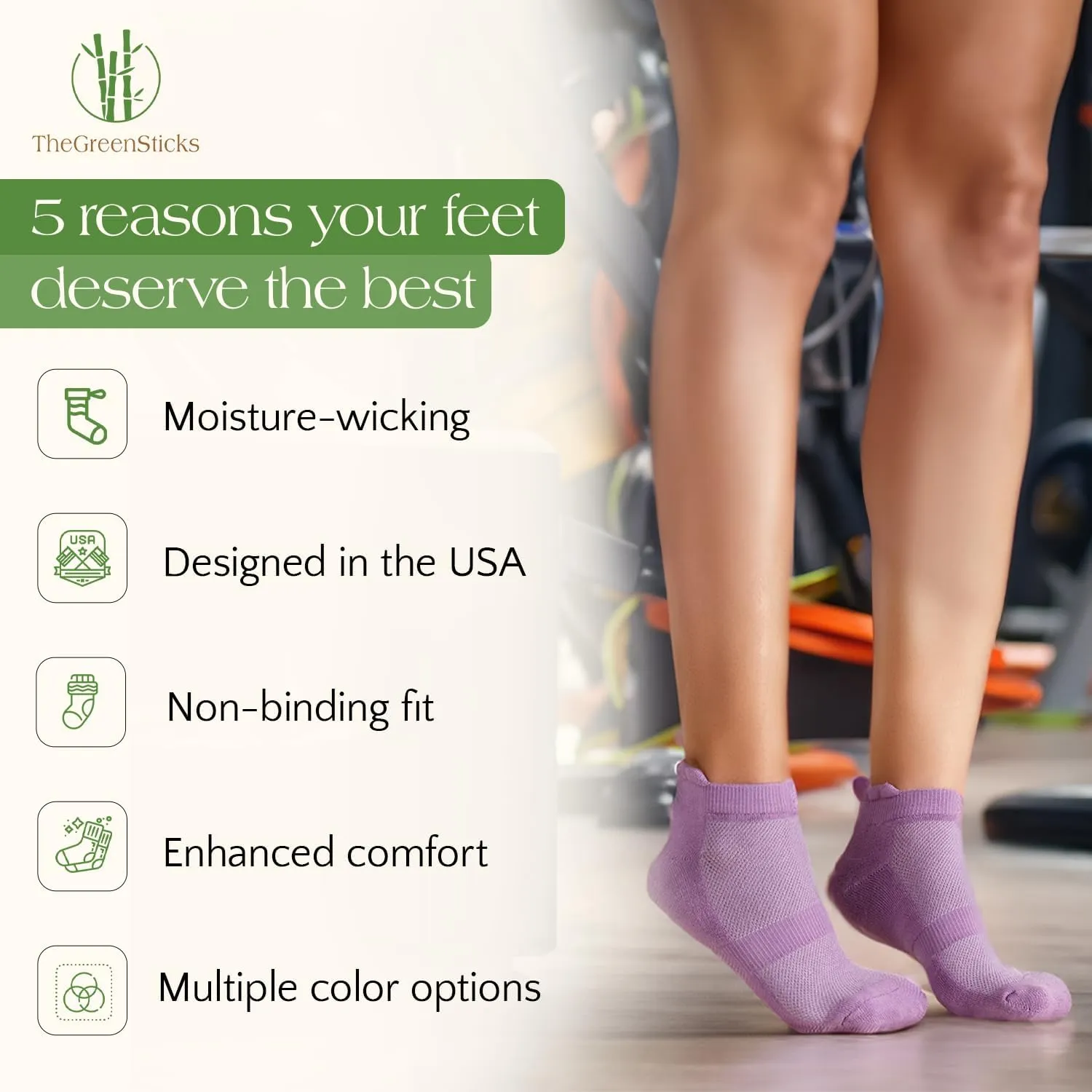 TheGreenSticks Bamboo Rayon - Thick Diabetic Ankle Socks for Women & Men [6 Pairs]