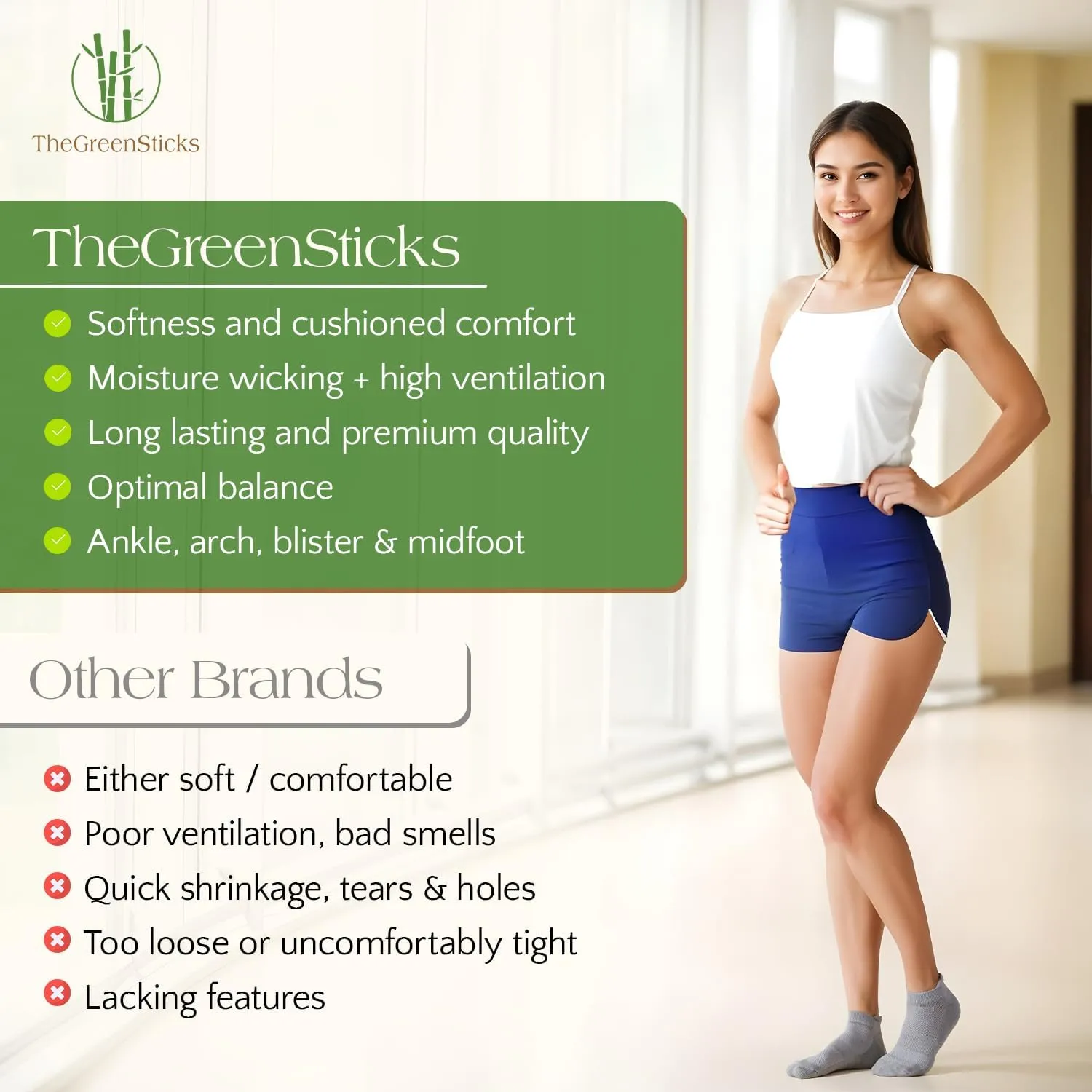 TheGreenSticks Bamboo Rayon - Thick Diabetic Ankle Socks for Women & Men [6 Pairs]