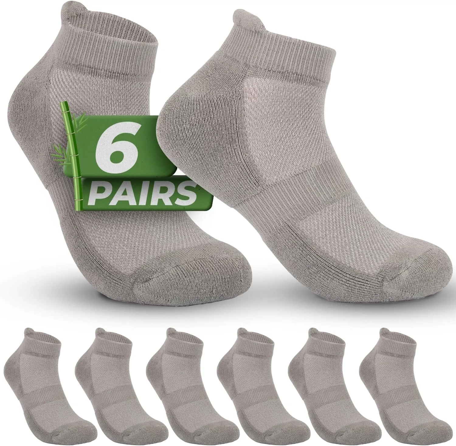TheGreenSticks Bamboo Rayon - Thick Diabetic Ankle Socks for Women & Men [6 Pairs]