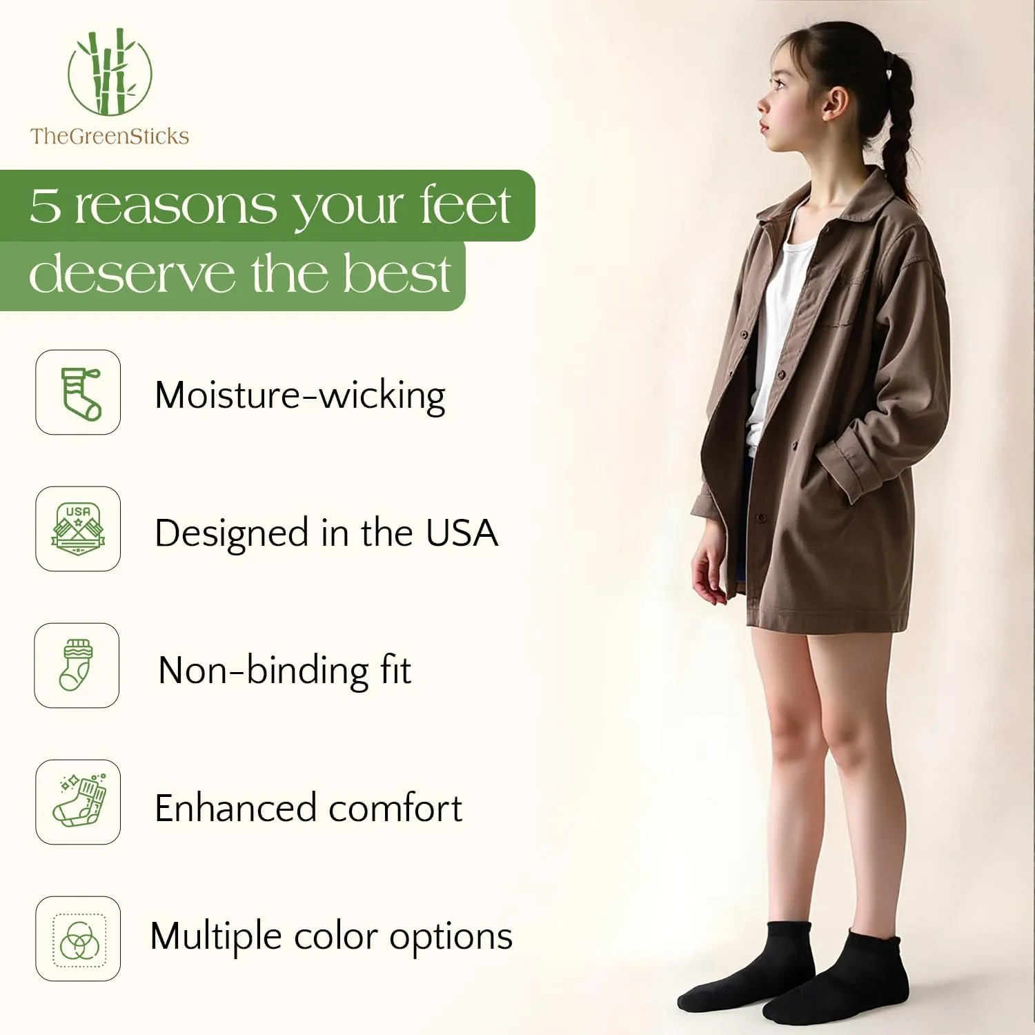 TheGreenSticks Thick Diabetic Ankle Socks - Walking, Yoga, Running- Rayon Derived From Bamboo Socks for Women & Men [6 Pairs]