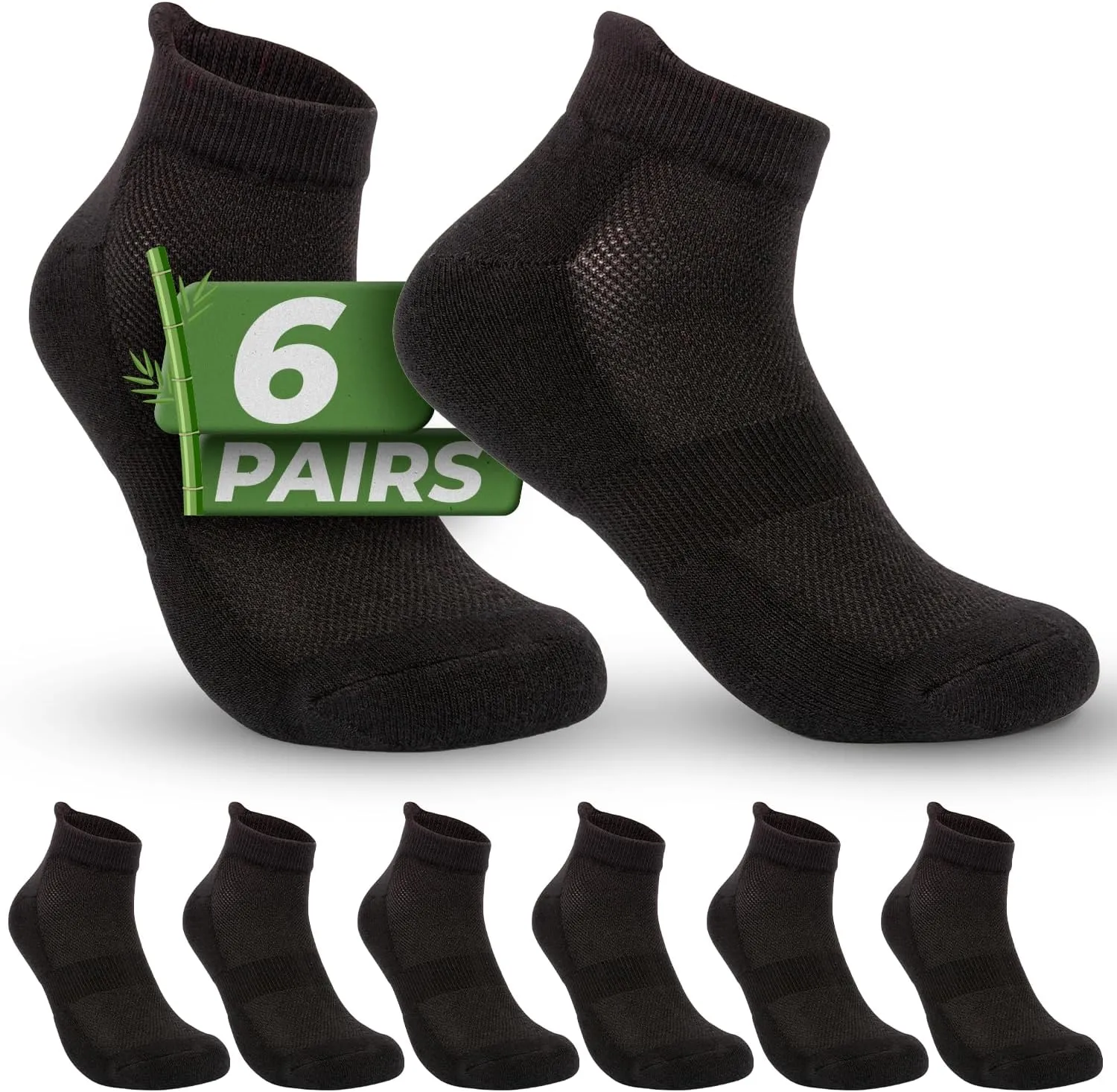 TheGreenSticks Thick Diabetic Ankle Socks - Walking, Yoga, Running- Rayon Derived From Bamboo Socks for Women & Men [6 Pairs]