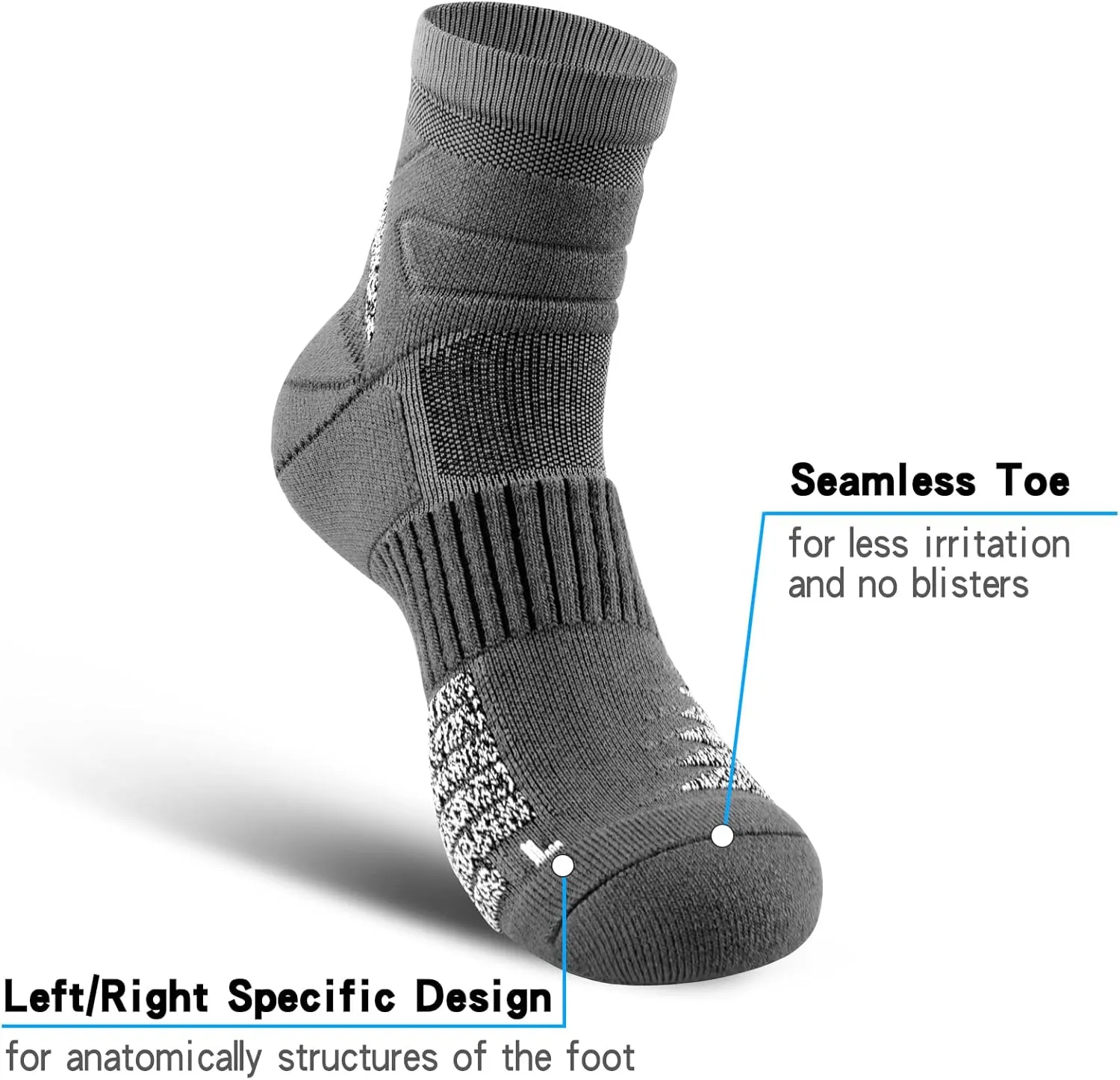 Thick Athletic Basketball Quarter Socks (3 Pairs) - Padded Running Socks with Ankle Protection and Max Cushion