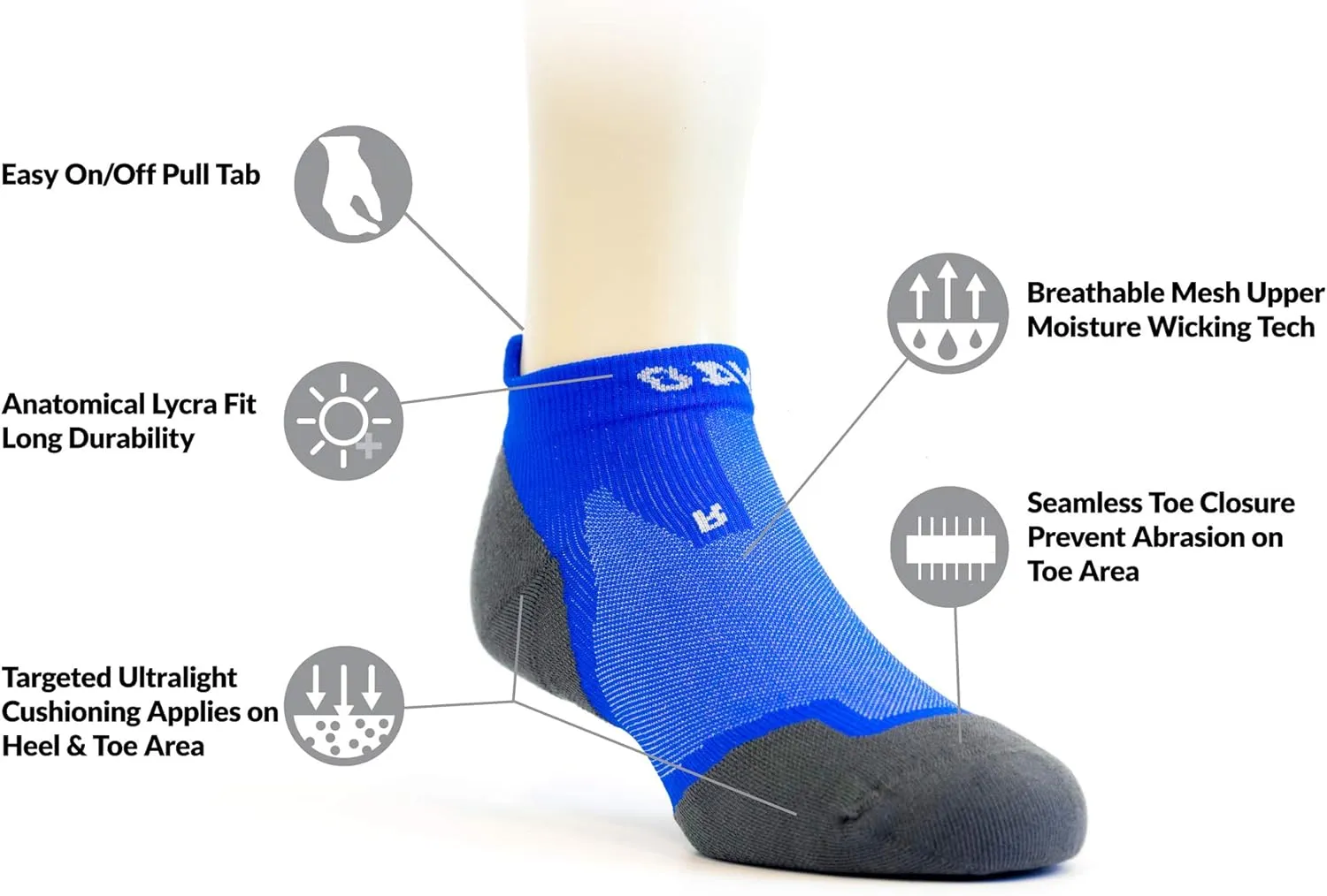Thirty48 Ultralight Athletic Running Socks for Men and Women with Seamless Toe, Moisture Wicking, Cushion Padding