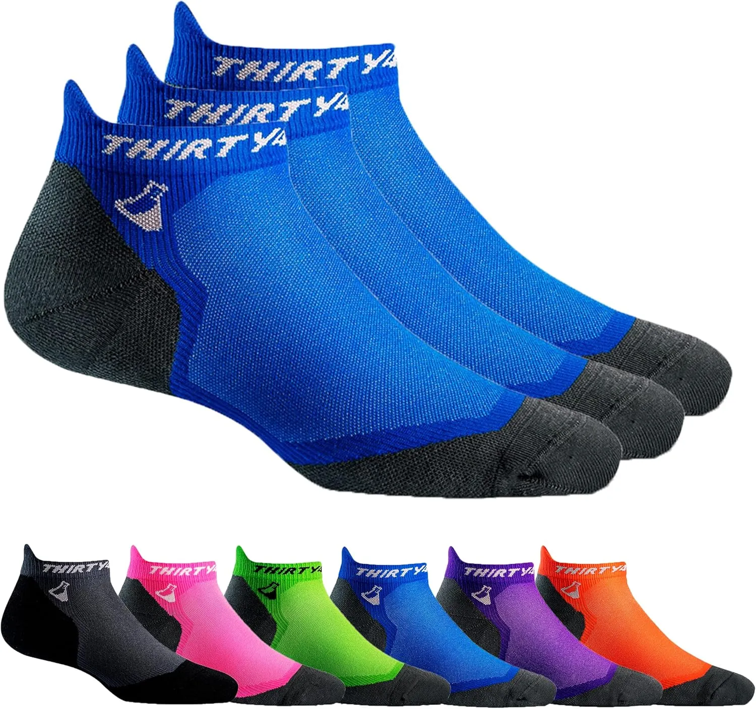 Thirty48 Ultralight Athletic Running Socks for Men and Women with Seamless Toe, Moisture Wicking, Cushion Padding