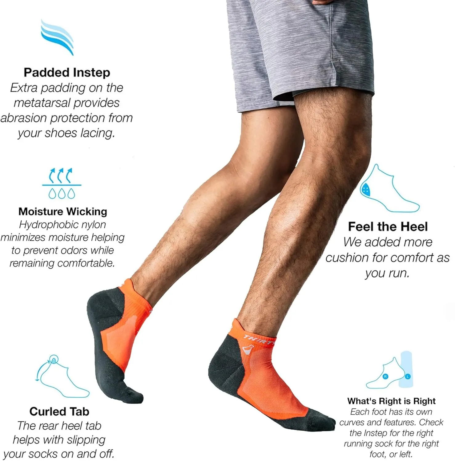 Thirty48 Ultralight Athletic Running Socks for Men and Women with Seamless Toe, Moisture Wicking, Cushion Padding