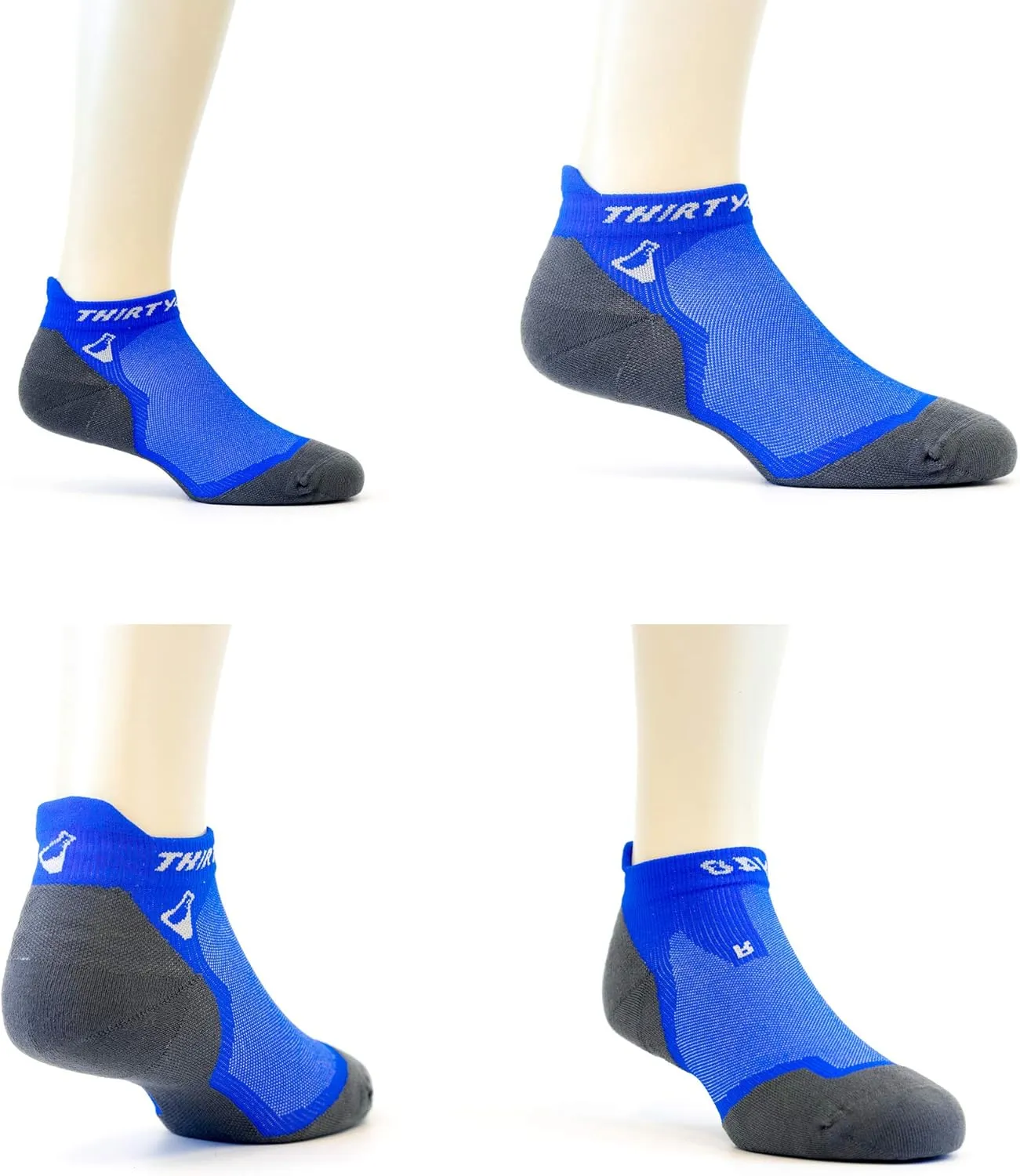 Thirty48 Ultralight Athletic Running Socks for Men and Women with Seamless Toe, Moisture Wicking, Cushion Padding