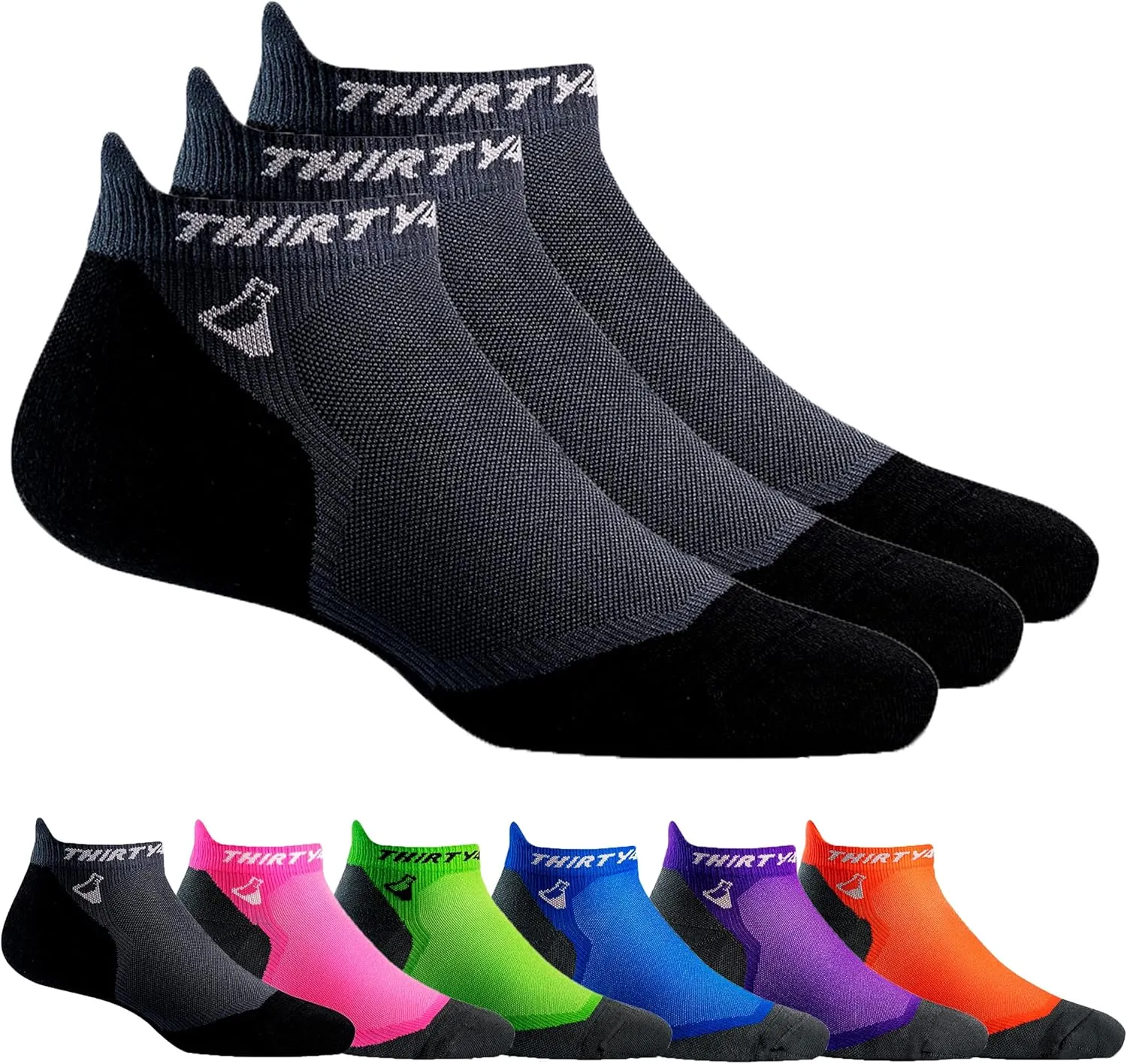 Thirty48 Ultralight Athletic Running Socks for Men and Women with Seamless Toe, Moisture Wicking, Cushion Padding