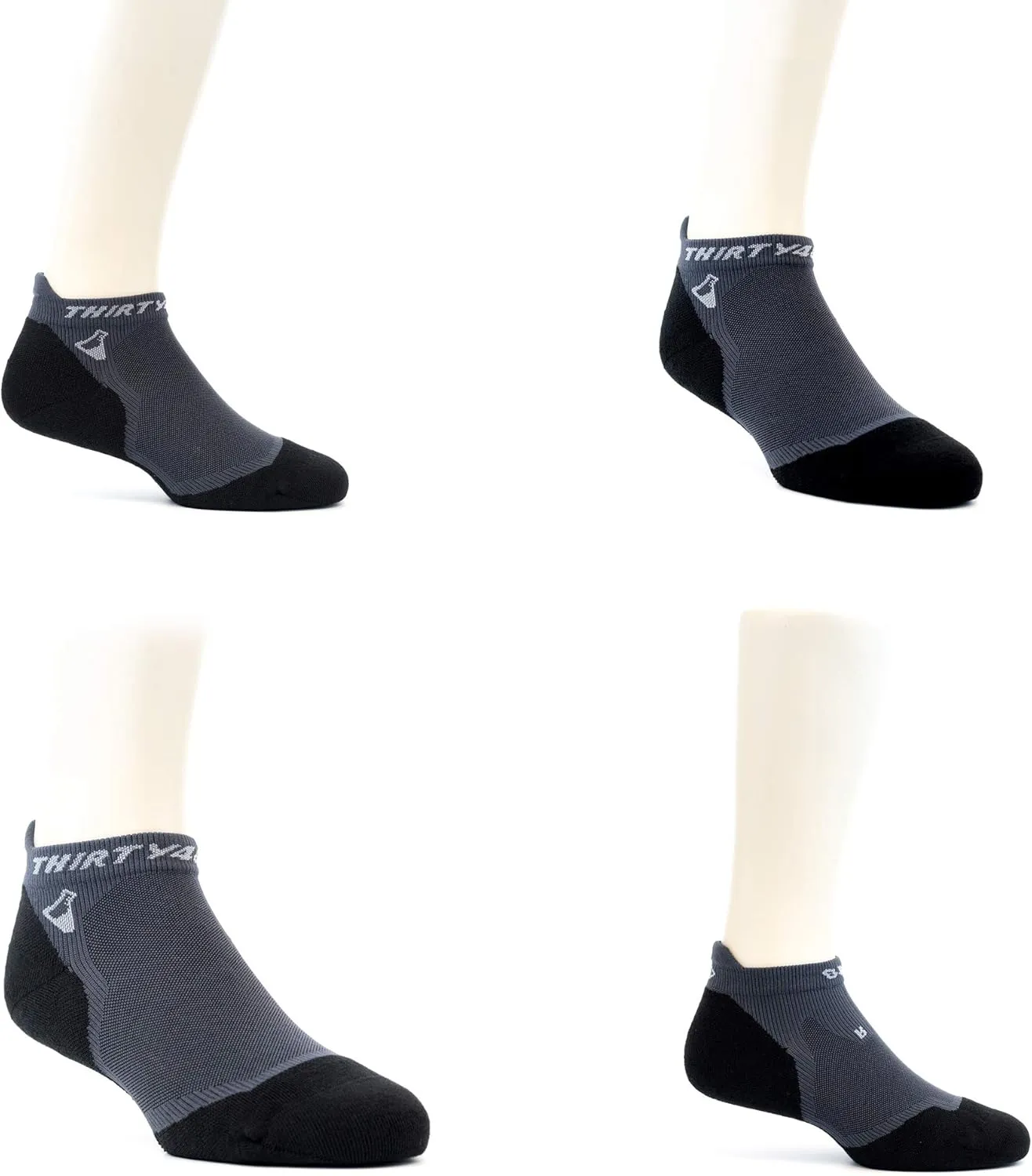 Thirty48 Ultralight Athletic Running Socks for Men and Women with Seamless Toe, Moisture Wicking, Cushion Padding