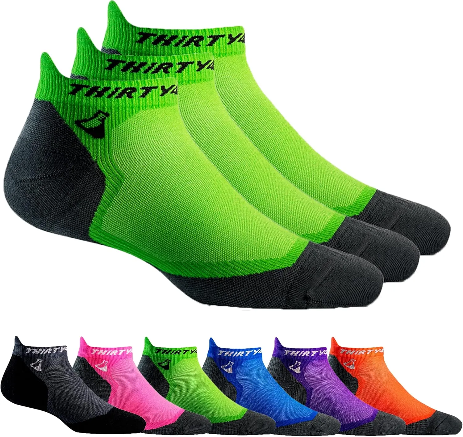 Thirty48 Ultralight Athletic Running Socks for Men and Women with Seamless Toe, Moisture Wicking, Cushion Padding