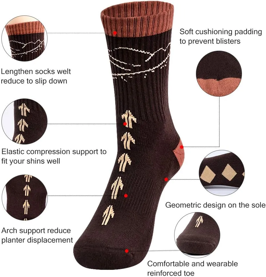 Time May Tell Mens Hiking Socks Moisture Wicking Cushion Crew Socks for Terkking,Outdoor Sports,Performance 2/4 Pack