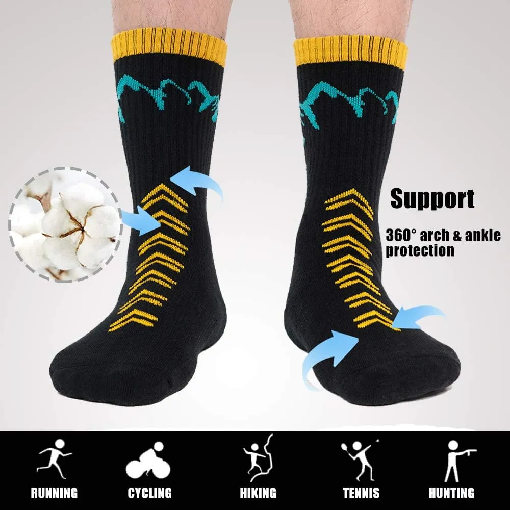Time May Tell Mens Hiking Socks Moisture Wicking Cushion Crew Socks for Terkking,Outdoor Sports,Performance 2/4 Pack