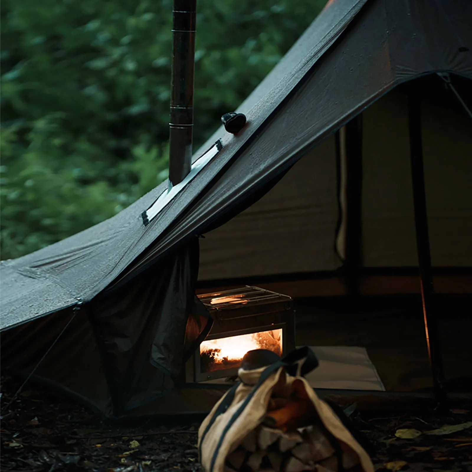 Tiny Cabin Style Camping Hot Tent With Two Poles Winter Camping Tent 006LX