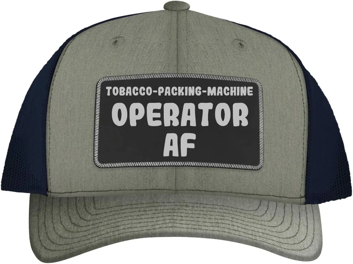Tobacco-Packing-Machine Operator AF - Leather Black Patch Engraved Trucker Hat