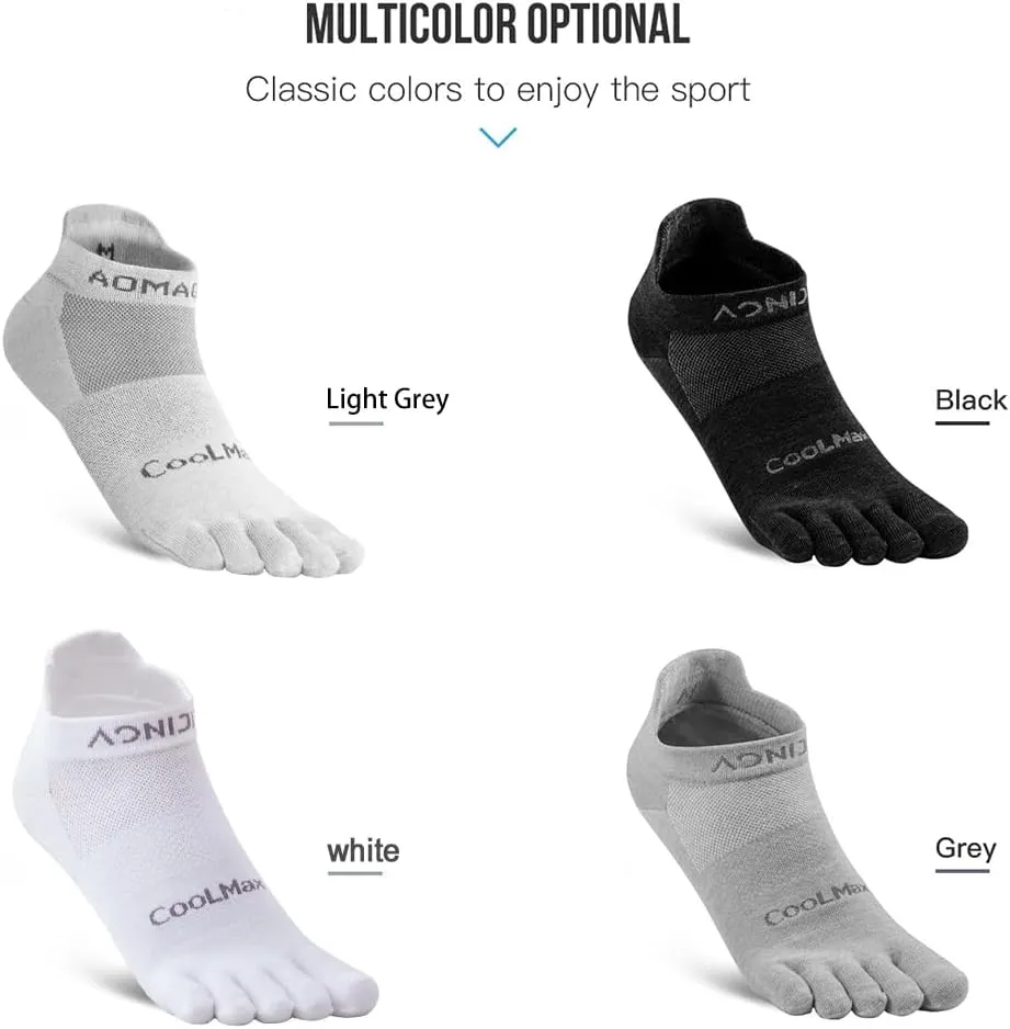 Toe Socks for Men Women Cool-max Running Socks 3 Pairs Athletic Breathable Five Finger Socks