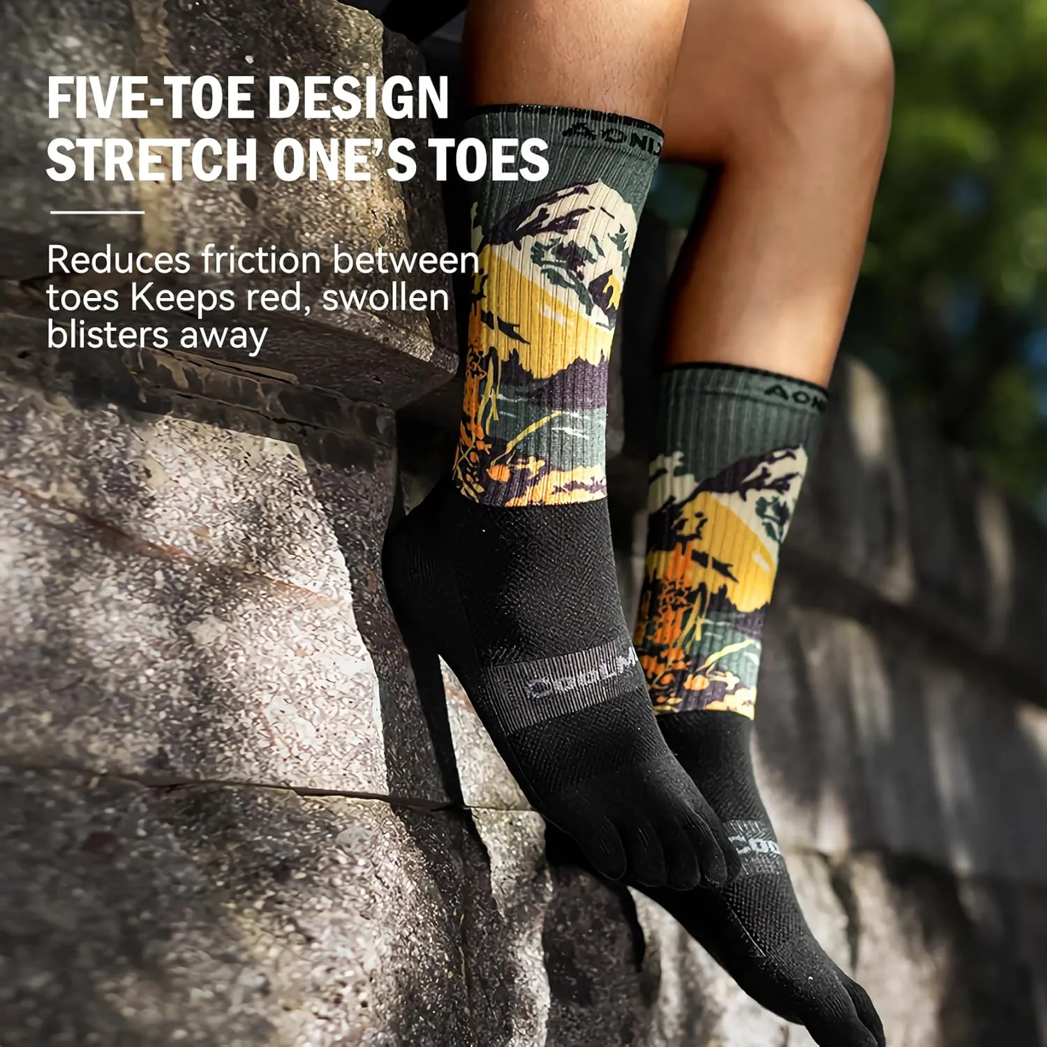 Toe socks Running Athletic Anti-Blister Wicking Coolmax Five Finger Crew Socks Seamless Anti-odor