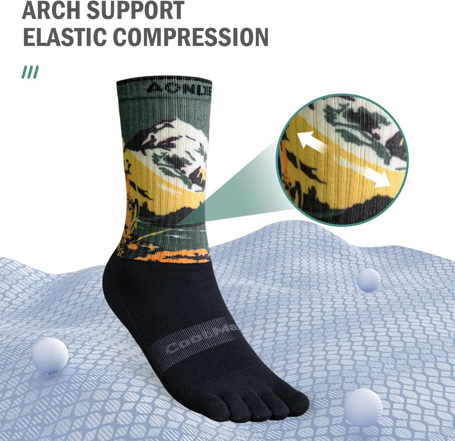 Toe socks Running Athletic Anti-Blister Wicking Coolmax Five Finger Crew Socks Seamless Anti-odor