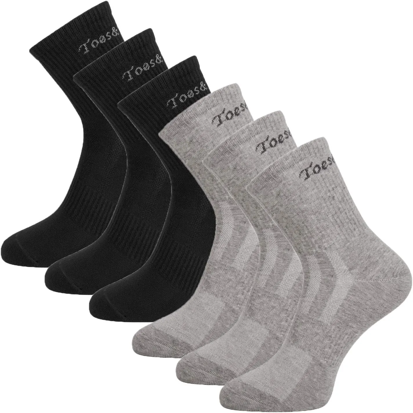 Toes&Feet Men's Anti-Odor Quick-Dry Quarter Crew Athletic and Dress Socks