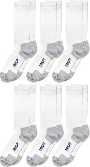 Top Flite Mens Coolmax Seamless Cushion Sport Ribbed Crew Socks 6 Pair Pack