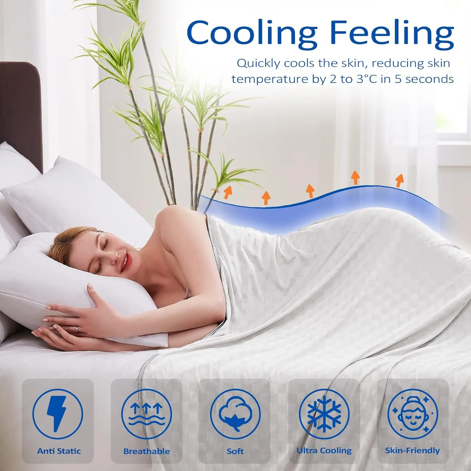 Topcee Cooling Blanket, Summer Cooling Blankets for Hot Sleepers, Arc-Chill Q-Max>0.5 Cool Fiber, Oeko-TEX 100% Certified, Soft, Breathable, Double-Side Bed Throw,Keep Cool for Adults Kids 60"x90"
