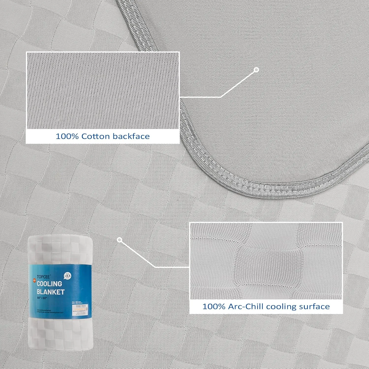 Topcee Cooling Blanket, Summer Cooling Blankets for Hot Sleepers, Arc-Chill Q-Max>0.5 Cool Fiber, Oeko-TEX 100% Certified, Soft, Breathable, Double-Side Bed Throw,Keep Cool for Adults Kids 60"x90"