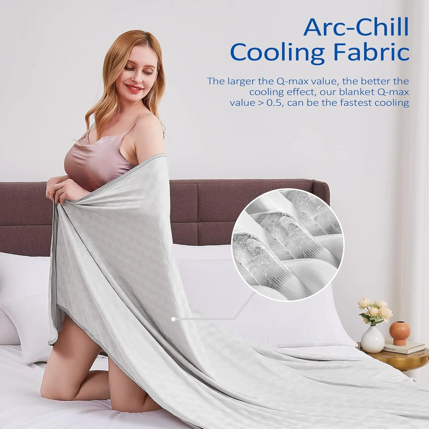 Topcee Cooling Blanket, Summer Cooling Blankets for Hot Sleepers, Arc-Chill Q-Max>0.5 Cool Fiber, Oeko-TEX 100% Certified, Soft, Breathable, Double-Side Bed Throw,Keep Cool for Adults Kids 60"x90"