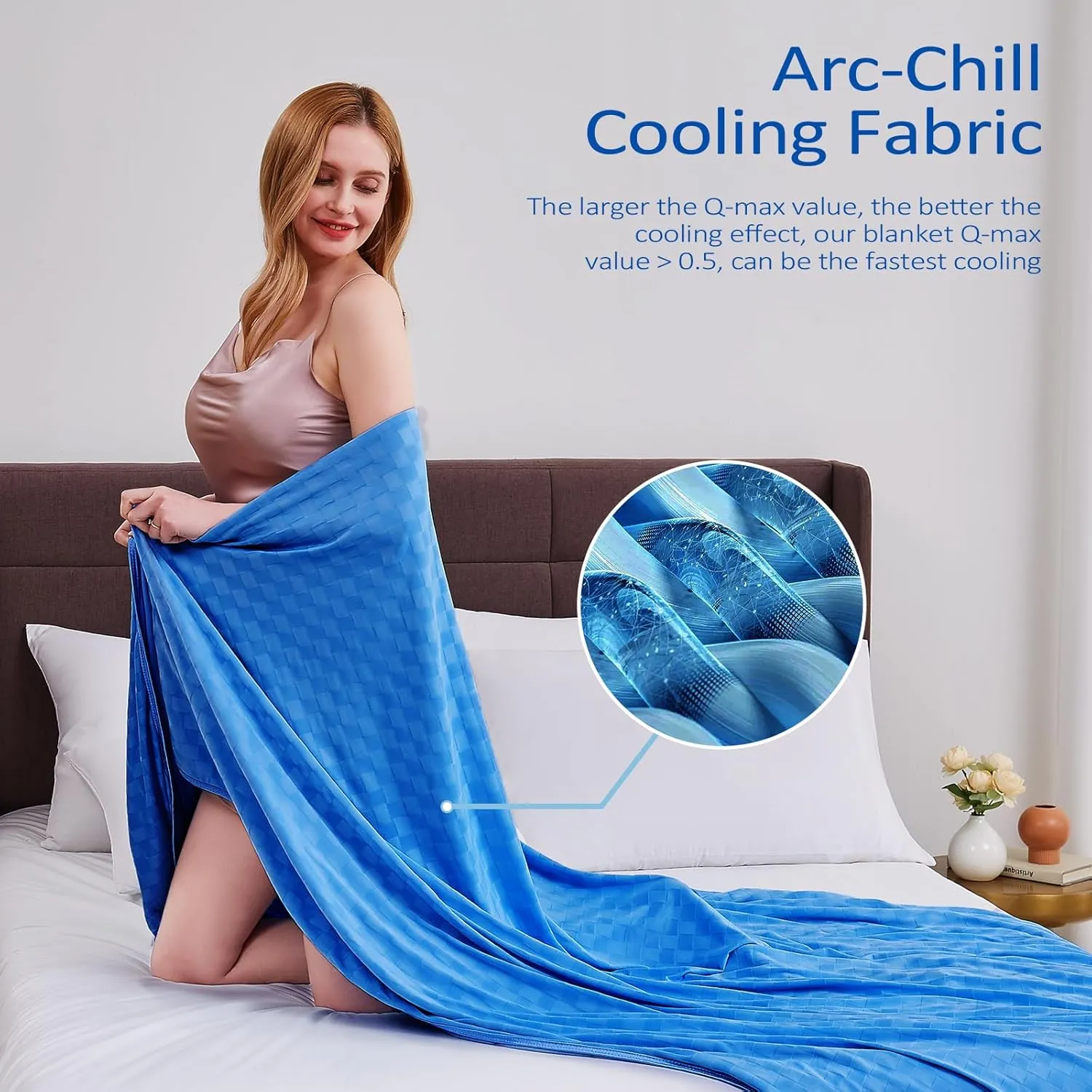 Topcee Cooling Blanket, Summer Cooling Blankets for Hot Sleepers, Arc-Chill Q-Max>0.5 Cool Fiber, Oeko-TEX 100% Certified, Soft, Breathable, Double-Side Bed Throw,Keep Cool for Adults Kids 90"x108"