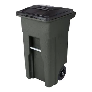 Toter 48-Gallon Rolling Outdoor Trash Can, Black, Durable Garbage Bin with Wheels and Attached Lid, Heavy-Duty Design for Residential or Commercial Use