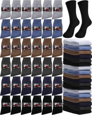 Toulite 60 Pairs Men Thermal Winter Socks Bulk Warm Thick Cozy Boot Socks for Winter Hiking Men Women Homeless Care