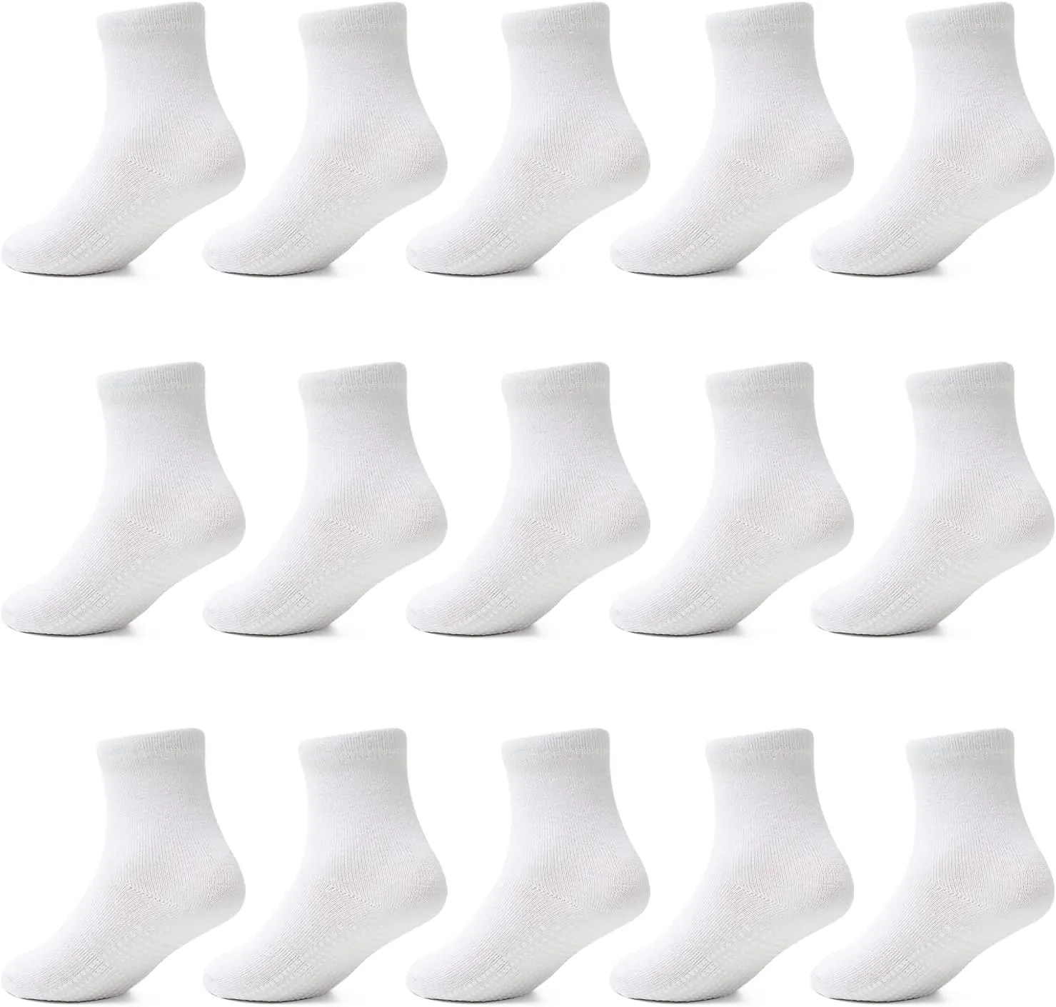 Tphon Toddler Socks with Grippers for Boys Girls, Kids Non Slip Grip Boys Socks 15 Pairs Half Cushion Crew Athletic Sock
