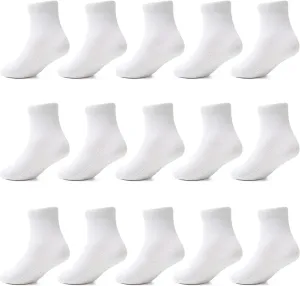 Tphon Toddler Socks with Grippers for Boys Girls, Kids Non Slip Grip Boys Socks 15 Pairs Half Cushion Crew Athletic Sock