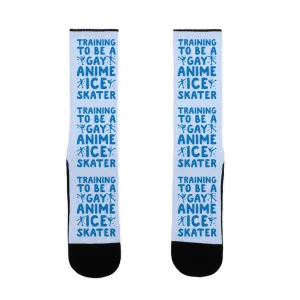 Training To Be A Gay Anime Ice Skater Socks