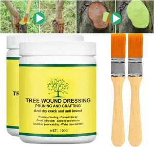 Tree Wound Sealer, Tree Pruning Sealer, Tree Grafting Supplies, Tree Wound Sealer Healing Paste, Bonsai Cut Paste, Pruning Sealer And Tree Wound Dressing for Trees, Shrubs, Roses (2Pcs*100g  2*Brush)