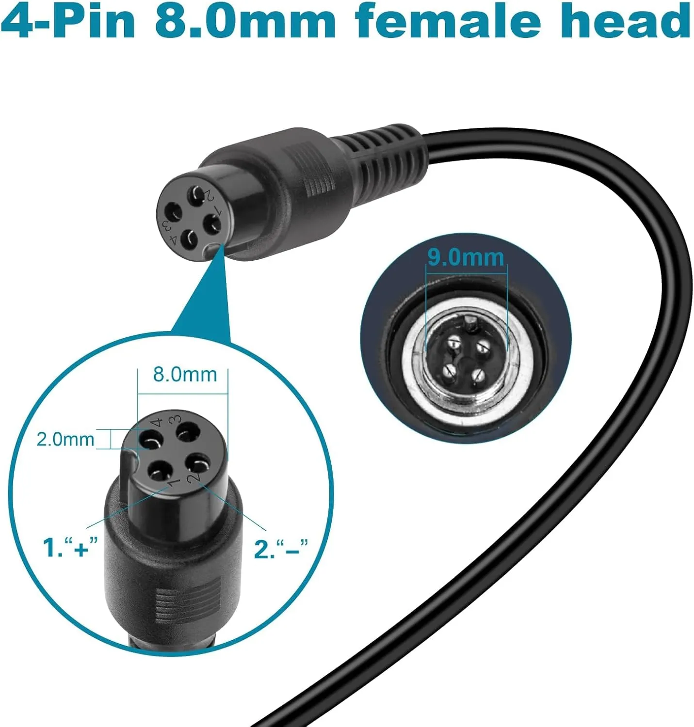 TREE.NB 4-Pin 8mm Scooter Charger for Segway Ninebot S/S-MAX/Mini lite/Mini PRO, 63V 1.1A Adapter Compatible with Ninebot, 4 Pong Connector Replacement