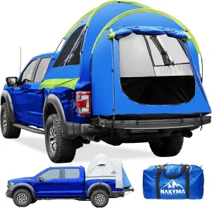 Truck Bed Tent, Pickup Truck Tent for 5.5-5.8/6-6.7 FT Truck Bed, Waterproof PU3000mm Double Layer Truck Bed Camping Tent with Expandable Awning, Rainfly, Double Layer Mesh Window