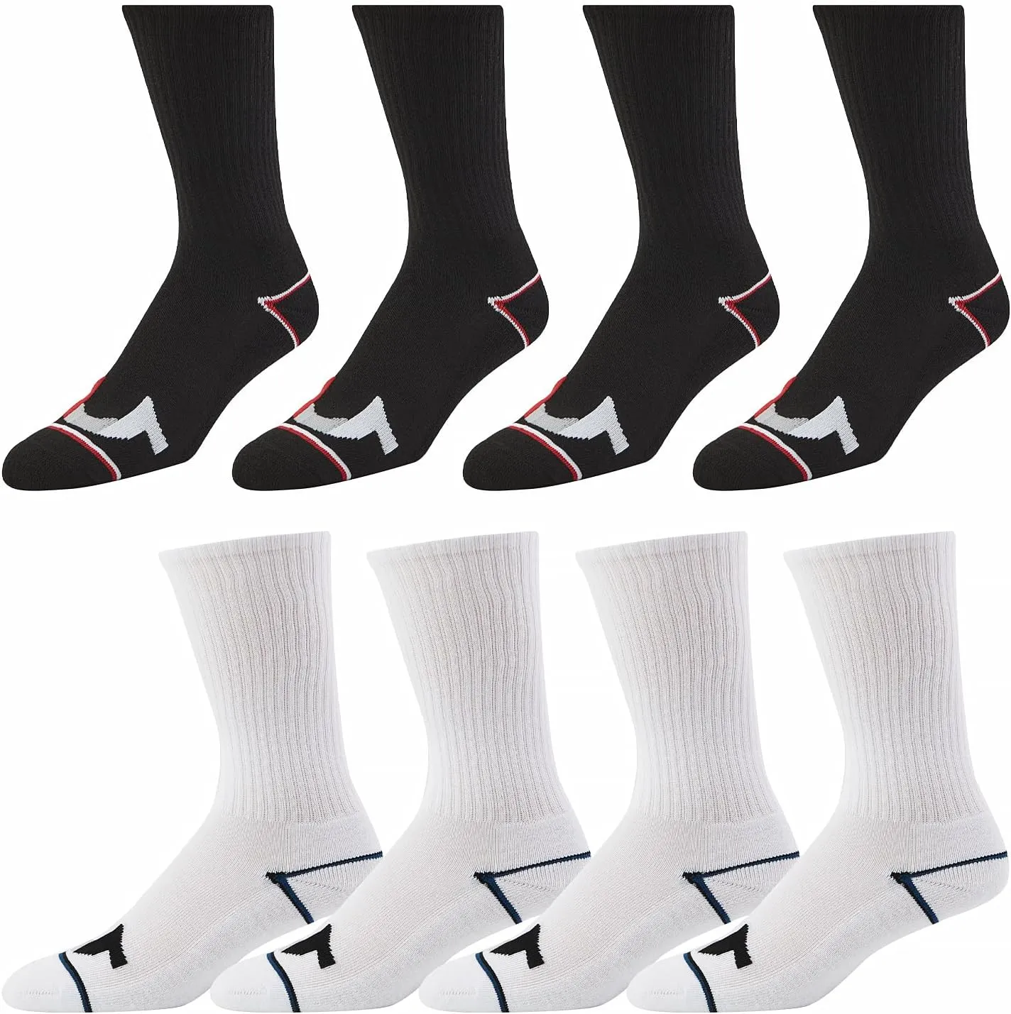 True Religion Mens Socks 8 Pairs Crew Socks for Men Premium Athletic Men's Socks, Shoe Size 8-12
