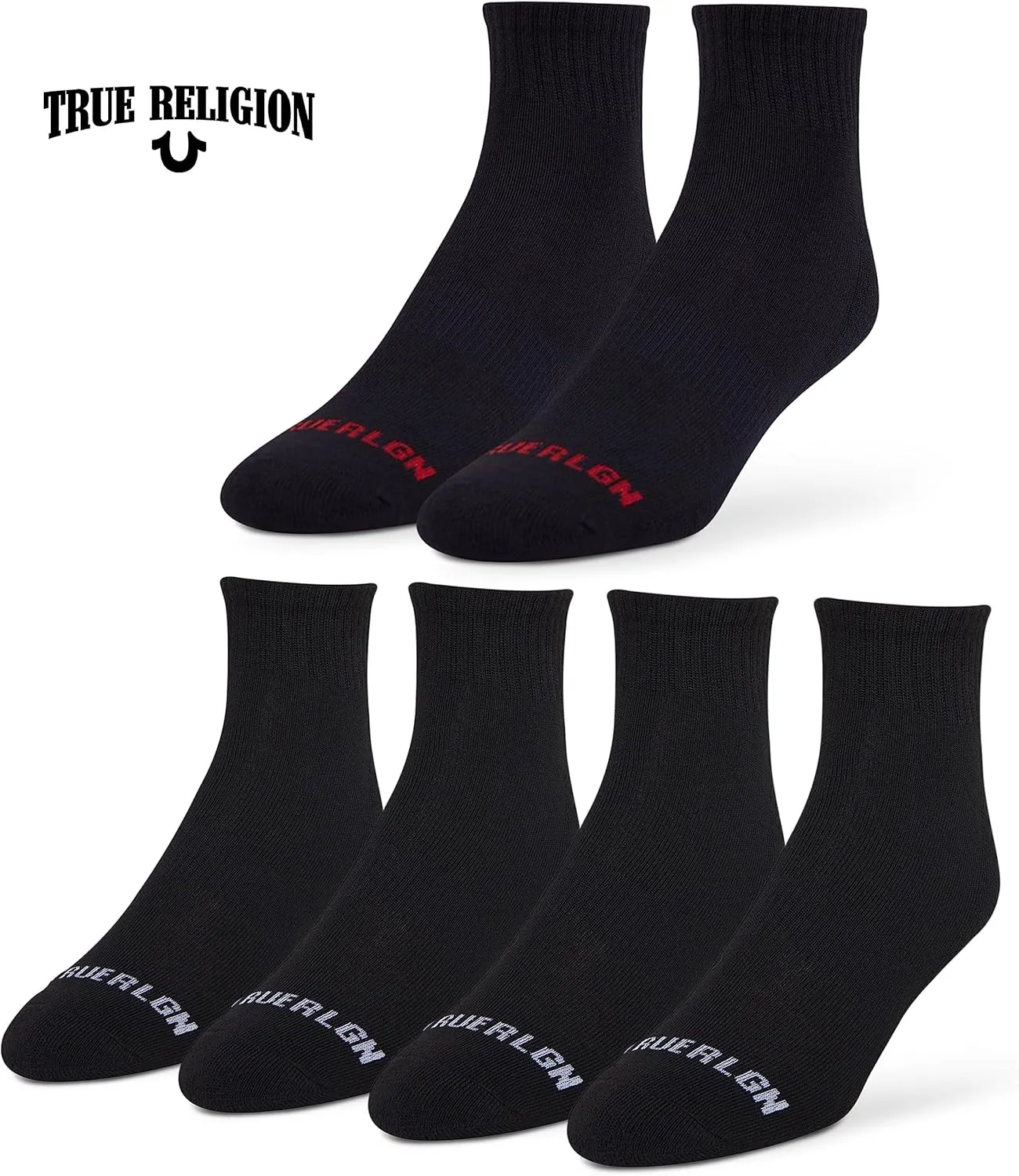 True Religion Mens Socks Ankle Socks for Men 6 & 12 Pairs Quarter Premium Athletic Shoe Size 8-12