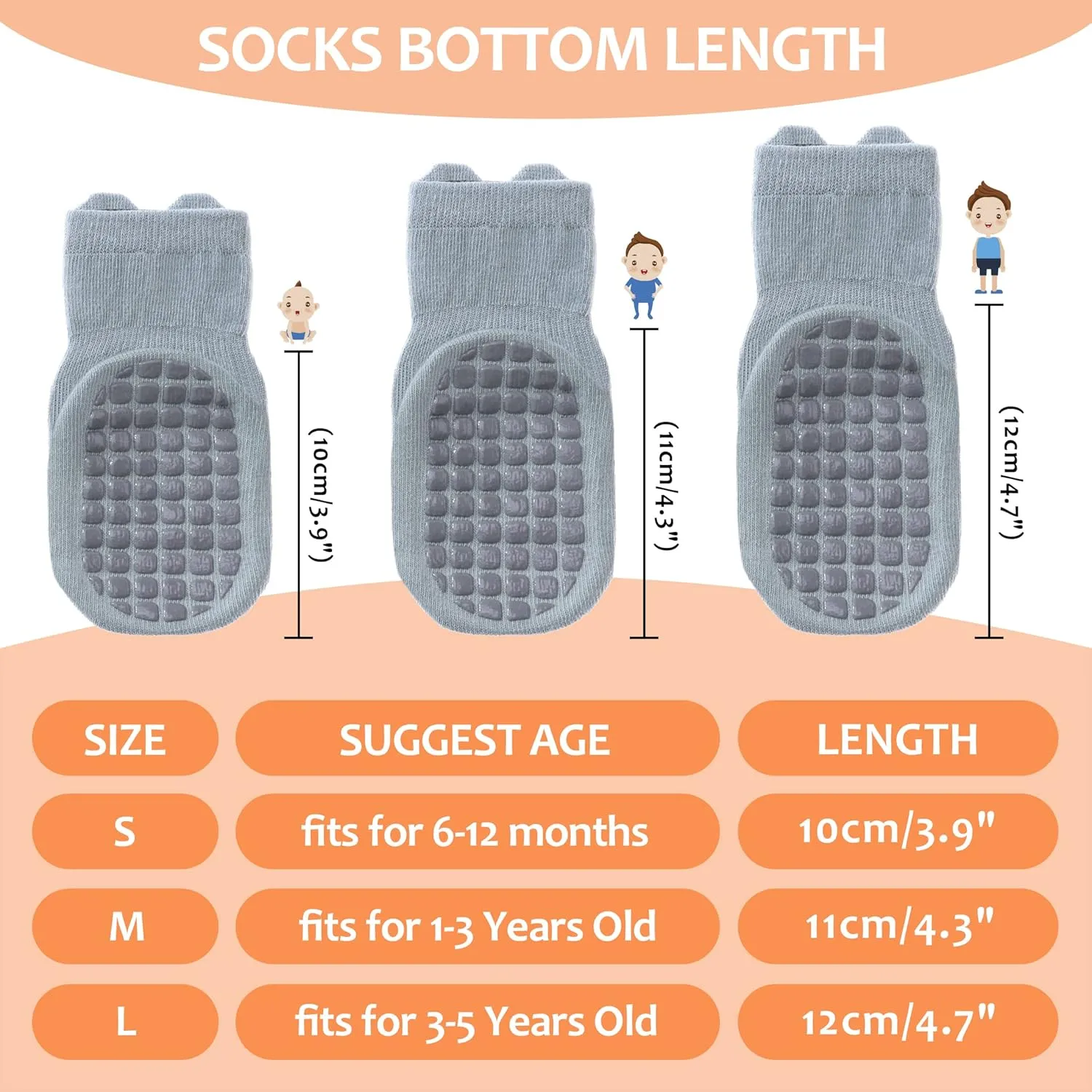 TRUEHAN 5 Pairs Toddler Non Slip Socks with Grips Baby Socks for Kids Girls Boys