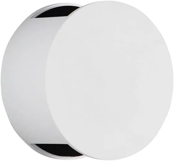 Tubicen Round Wall Sconce, Beam Adjustable Home Movie Theater Lights for Wall, 6W 3000K LED Dimmable Up Down Wall Mounted Lights for Living Room Bedroom, Hardwired (1Pack, White)