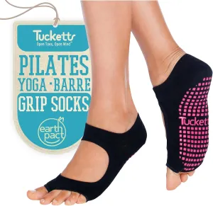 Tucketts Toeless Pilates Socks with Grips for Women, Non-Slip Yoga & Barre Socks for Stability & Barefoot Workouts, Size 5-13