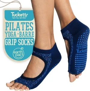 Tucketts Toeless Pilates Socks with Grips for Women, Non-Slip Yoga & Barre Socks for Stability & Barefoot Workouts, Size 5-13