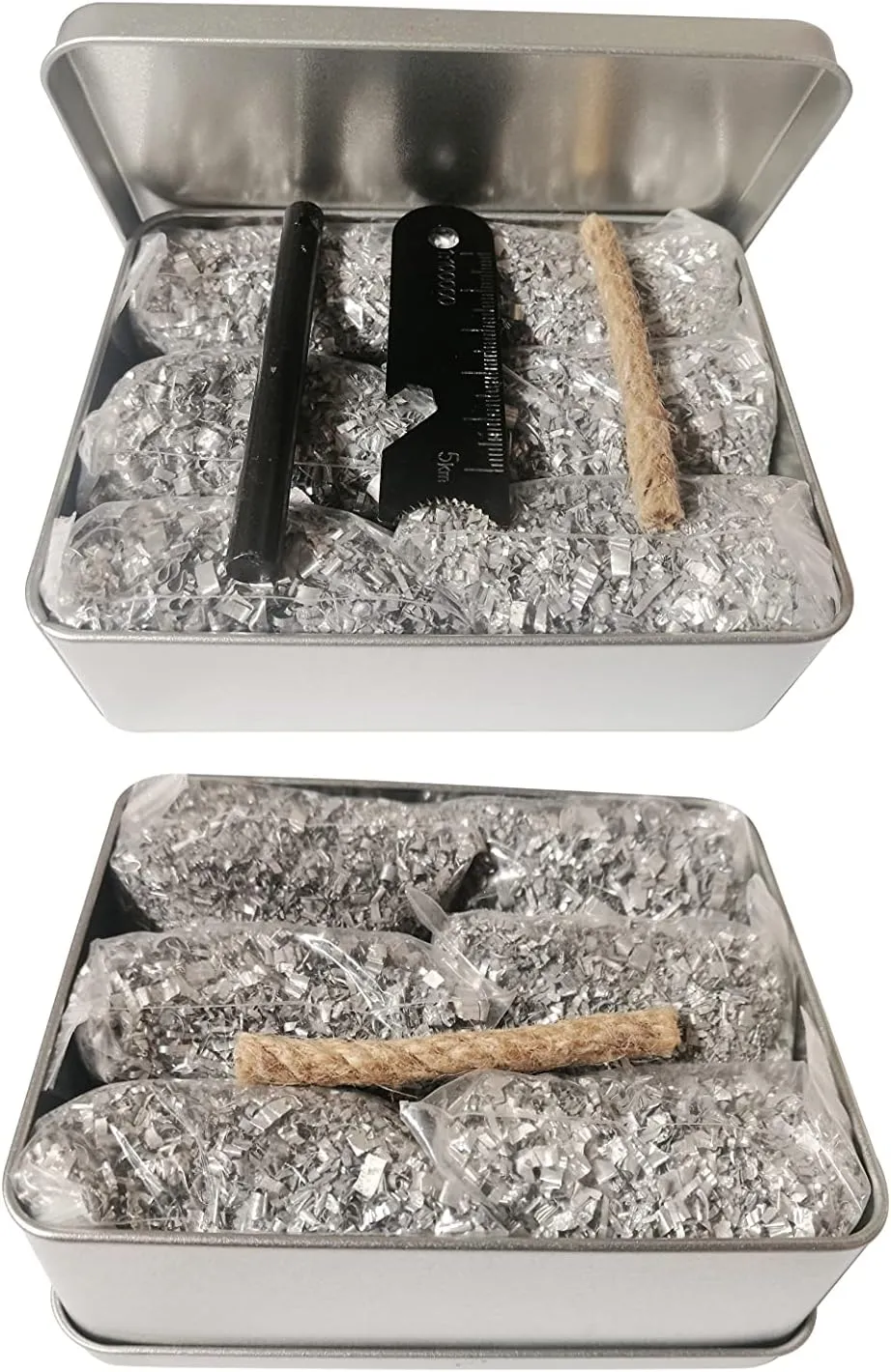 Ultimate Survival Fire Starter Kit – 3.15" Ferro Rod, Striker, 6 Magnesium Bags, Waxed Jute Rope & Waterproof Tin Box – All-Weather Emergency Gear for Camping, Hiking, Bushcraft