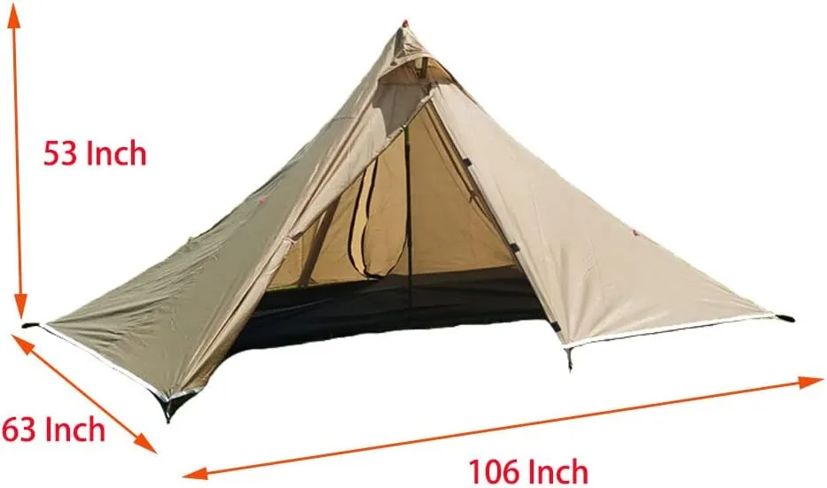 Ultralight Tent, Double Layers Trekker Pole Tent, Backpacking Tent for 1 Person Camping, Trekking, Climbing, Hiking