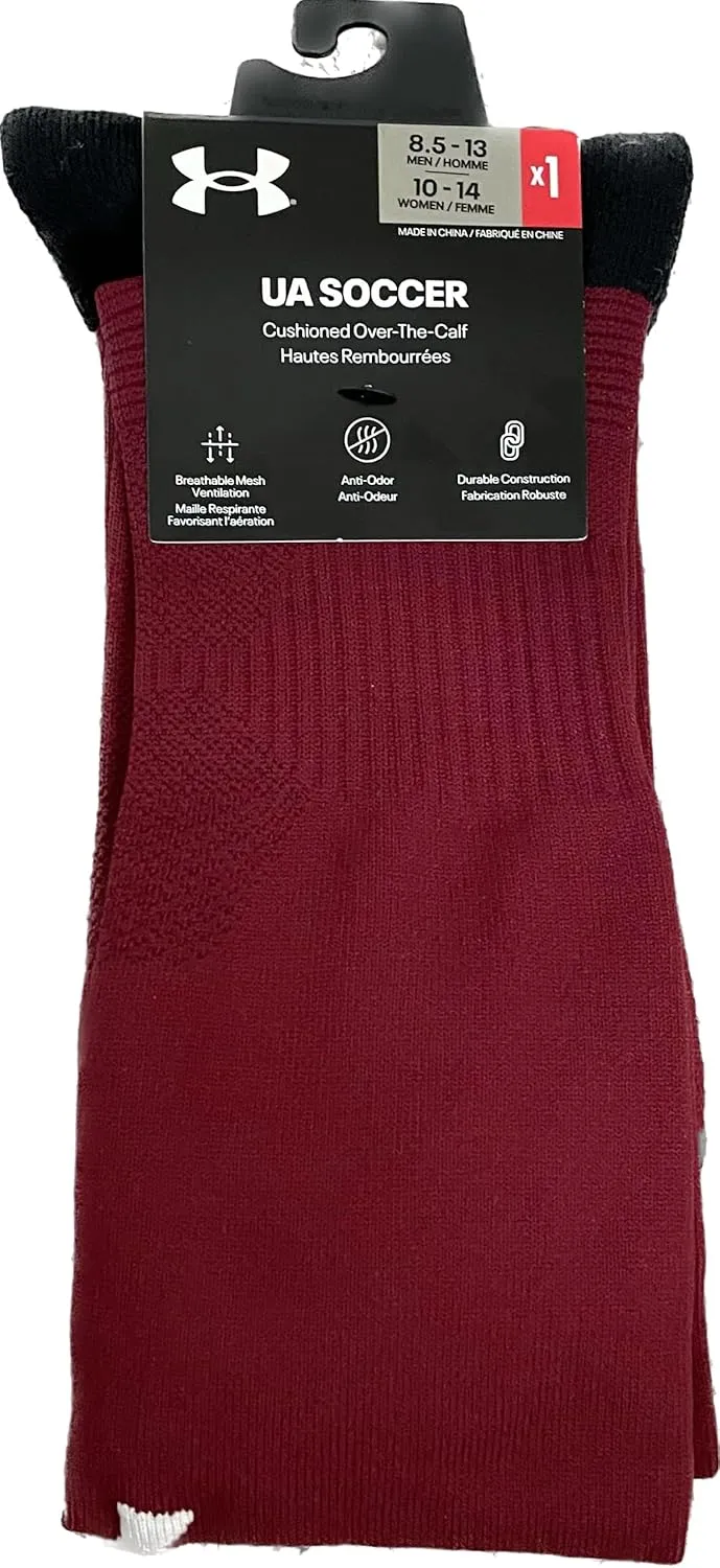 Under Armour mens Soccer Over-The-Calf Socks, Cardinal-black-white, Large