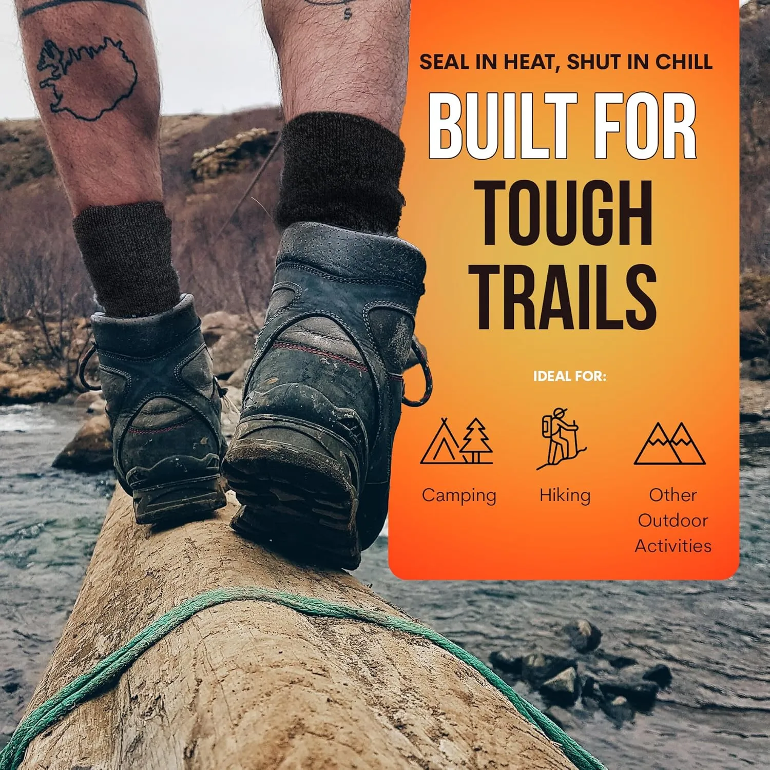 UNIQUE STYLES ASFOOR 3 Pack Thermal Heated Hiking Socks For Men, Thick Warm Winter Socks For Outdoors